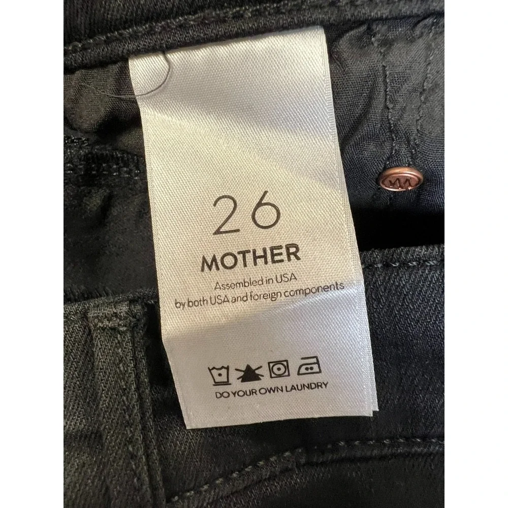 Mother Insider Crop Step Fray Black Not Guilty Narrow Straight Leg High Rise, 26